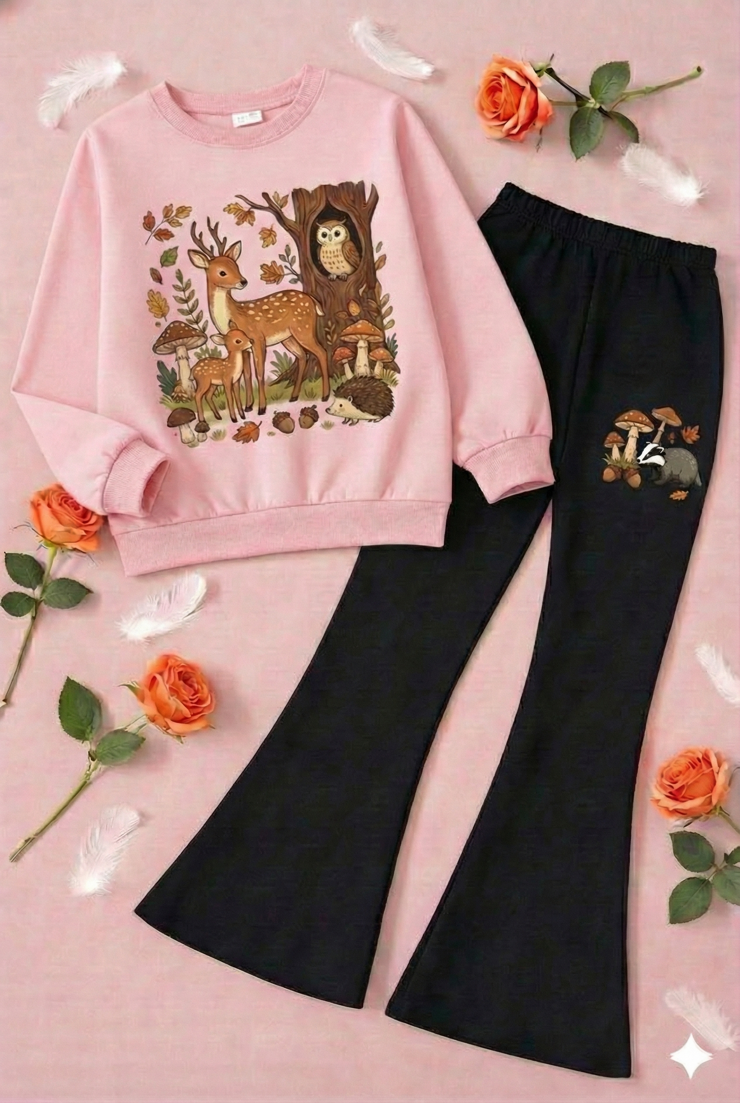 Forest Friends Boot Cut Printed Top And Bottom Set