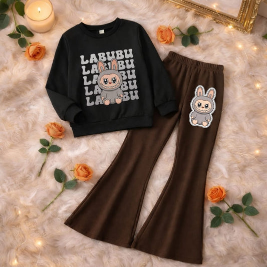 Labubu Boot Cut Printed Top And Bottom Set