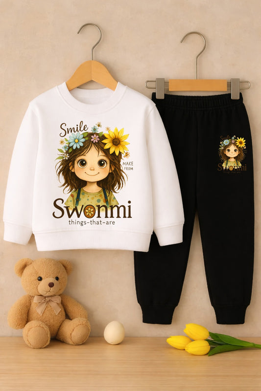 Swonmi Girls Printed Top And Bottom Set
