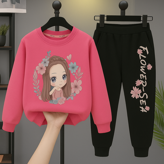 Girls Flower Ring Printed Top And Bottom Set (Copy)