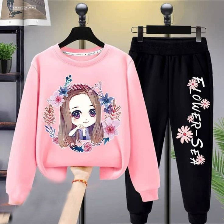 Girls Flower Ring Printed Top And Bottom Set