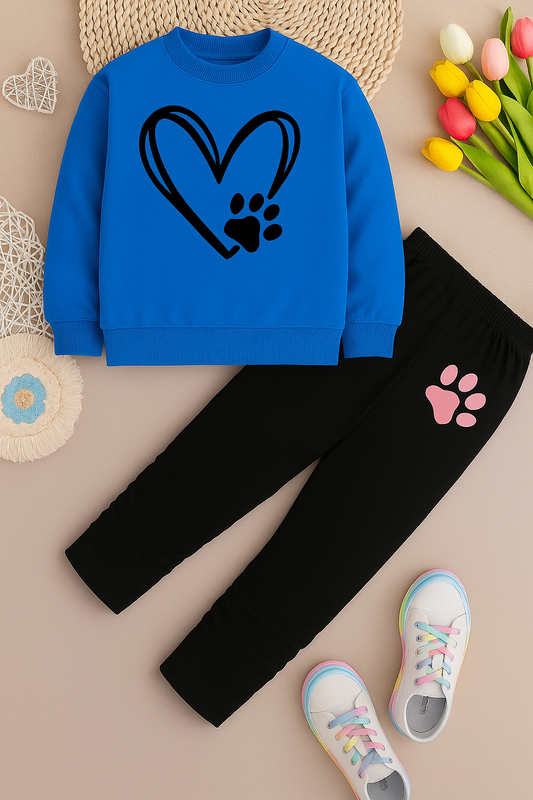 Girls Love Panda Printed Top And Bottom Set