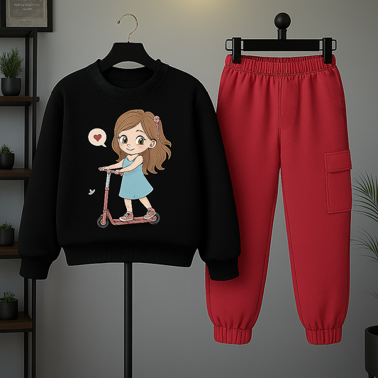 Girls Sketing Girls printed Top And Bottom Set