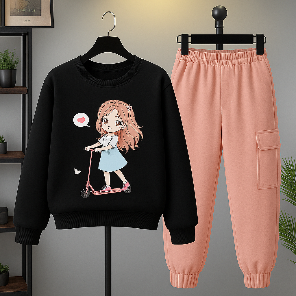 Girls Sketing Girls printed Top And Bottom Set