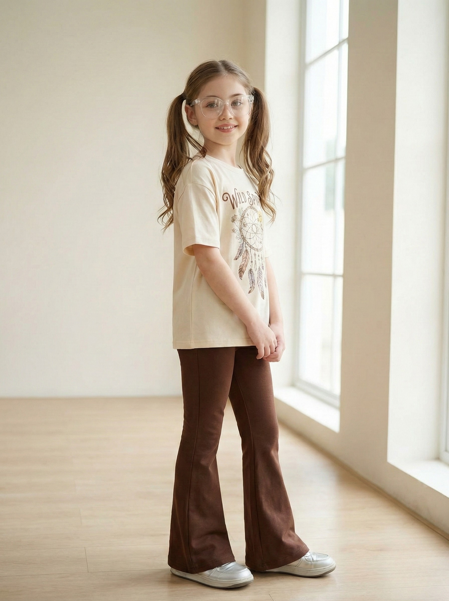 Girls Top & Bottom Combo Set – Round Neck T-Shirt + Flared Pants (Summer)