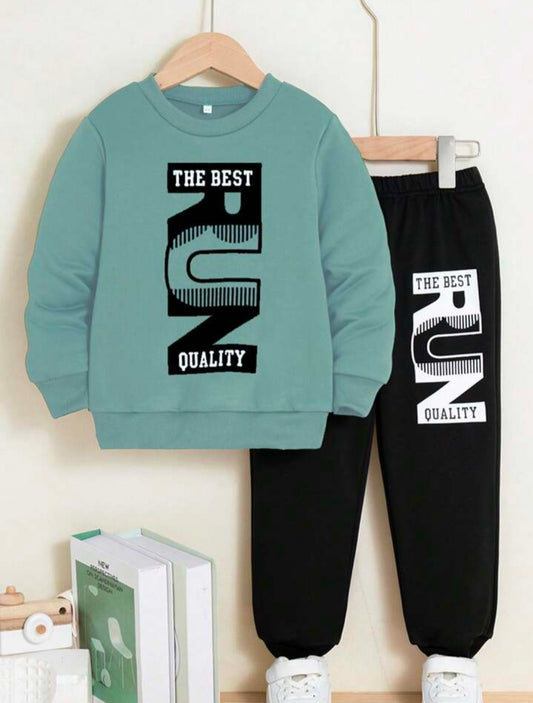 Boys Run Printed Top And Bottom Set