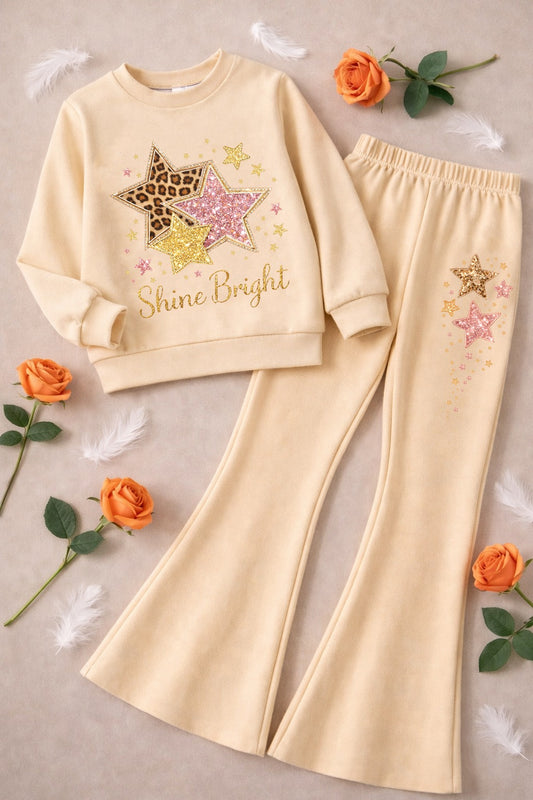 Multi Stars Boot Cut Printed Top And Bottom Set