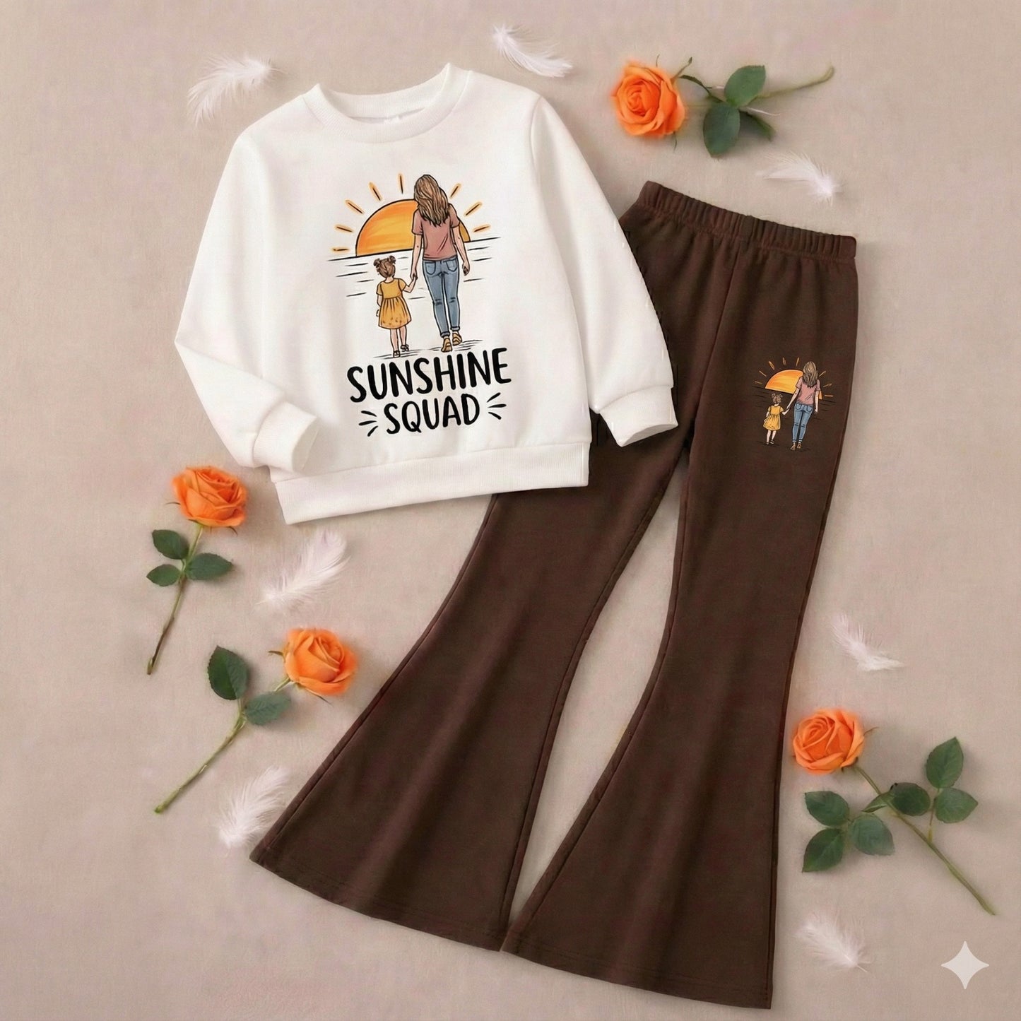 Sunshine Squed Boot Cut Printed Top And Bottom Set