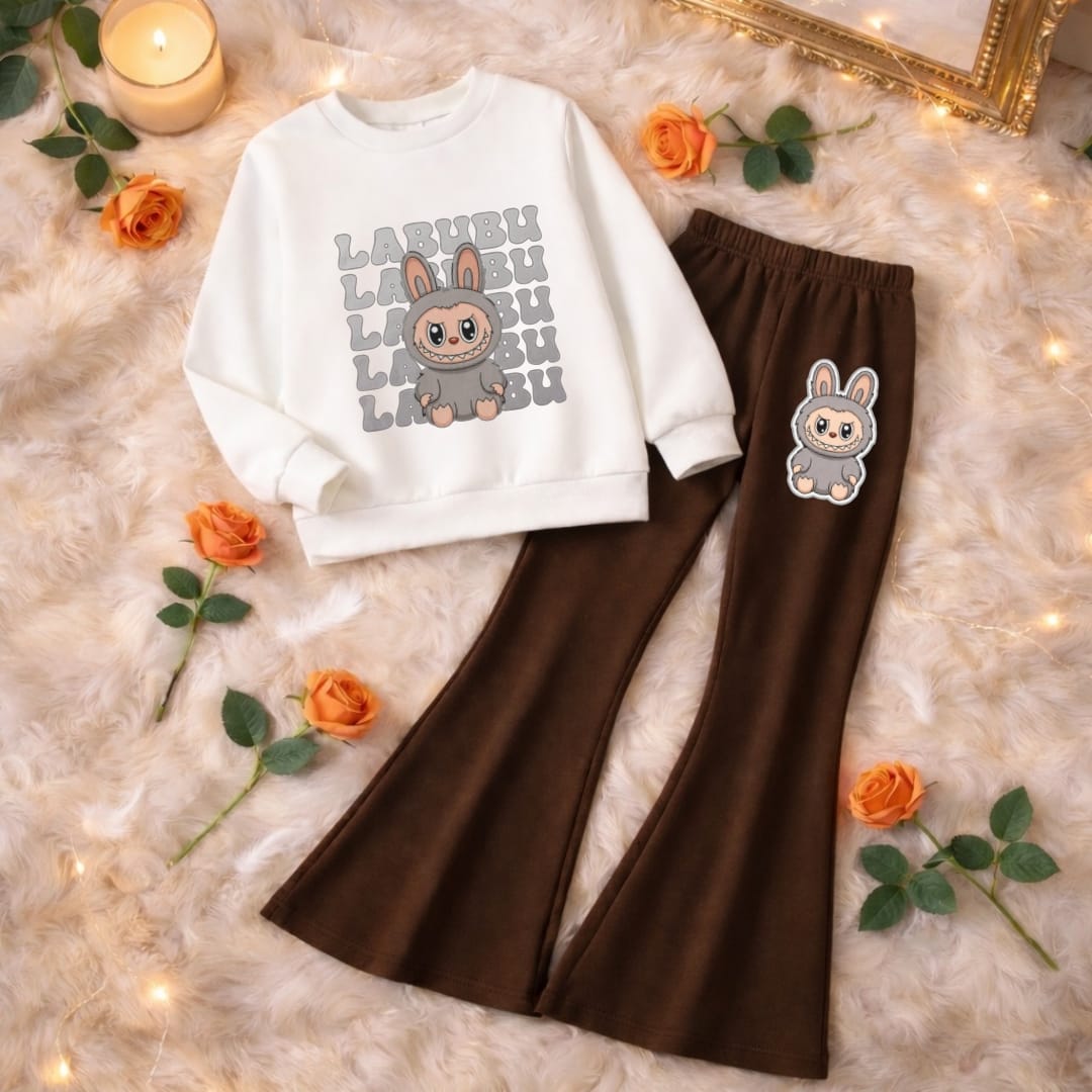 Labubu Boot Cut Printed Top And Bottom Set