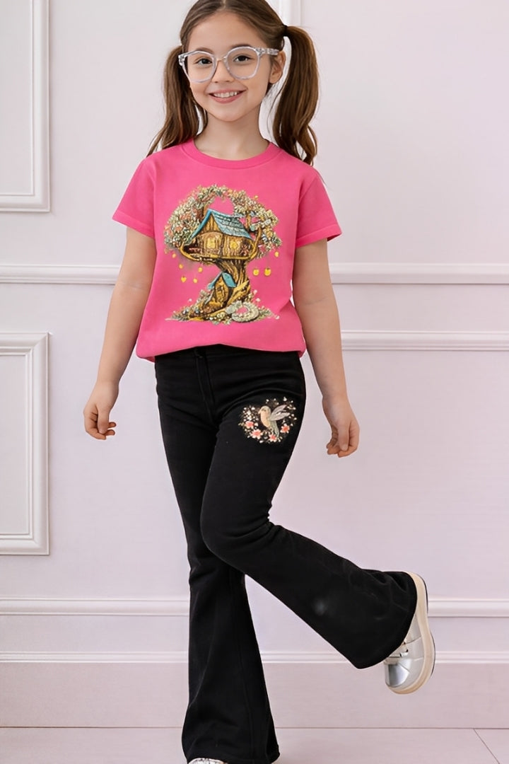 Home Tree Boot Cut Printed Top And Bottom Set