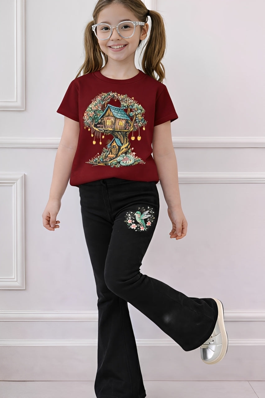 Home Tree Boot Cut Printed Top And Bottom Set