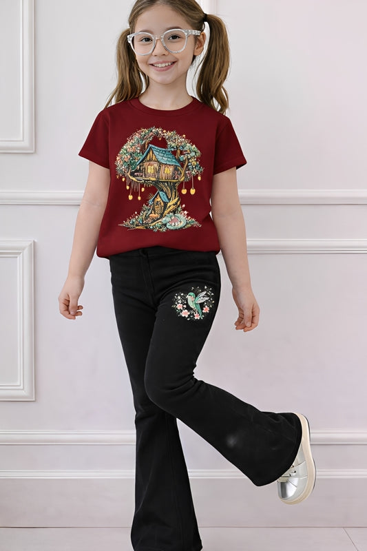 Home Tree Boot Cut Printed Top And Bottom Set