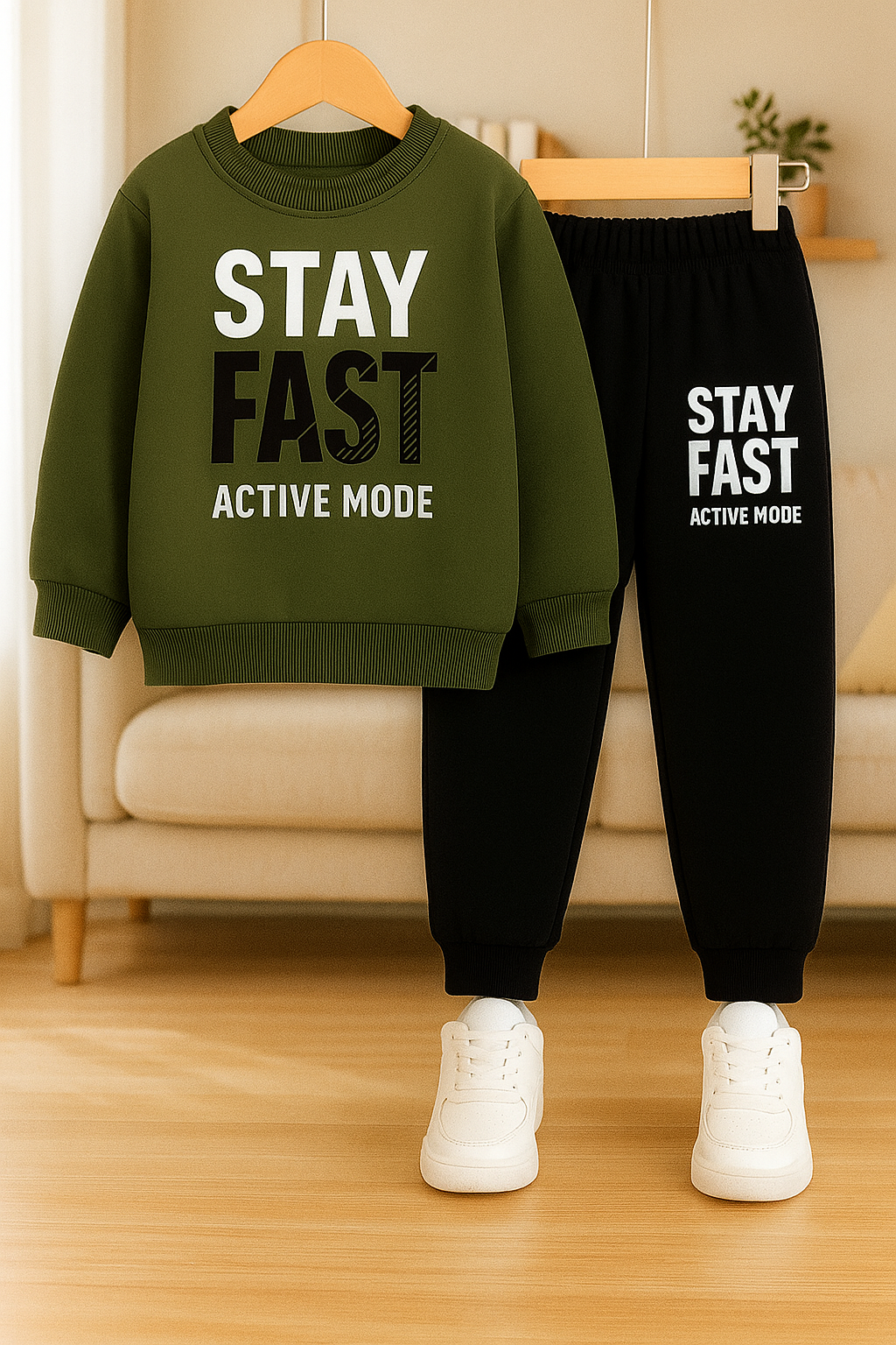 Happy Boys Stay Fast Printed Top And Bottom Set