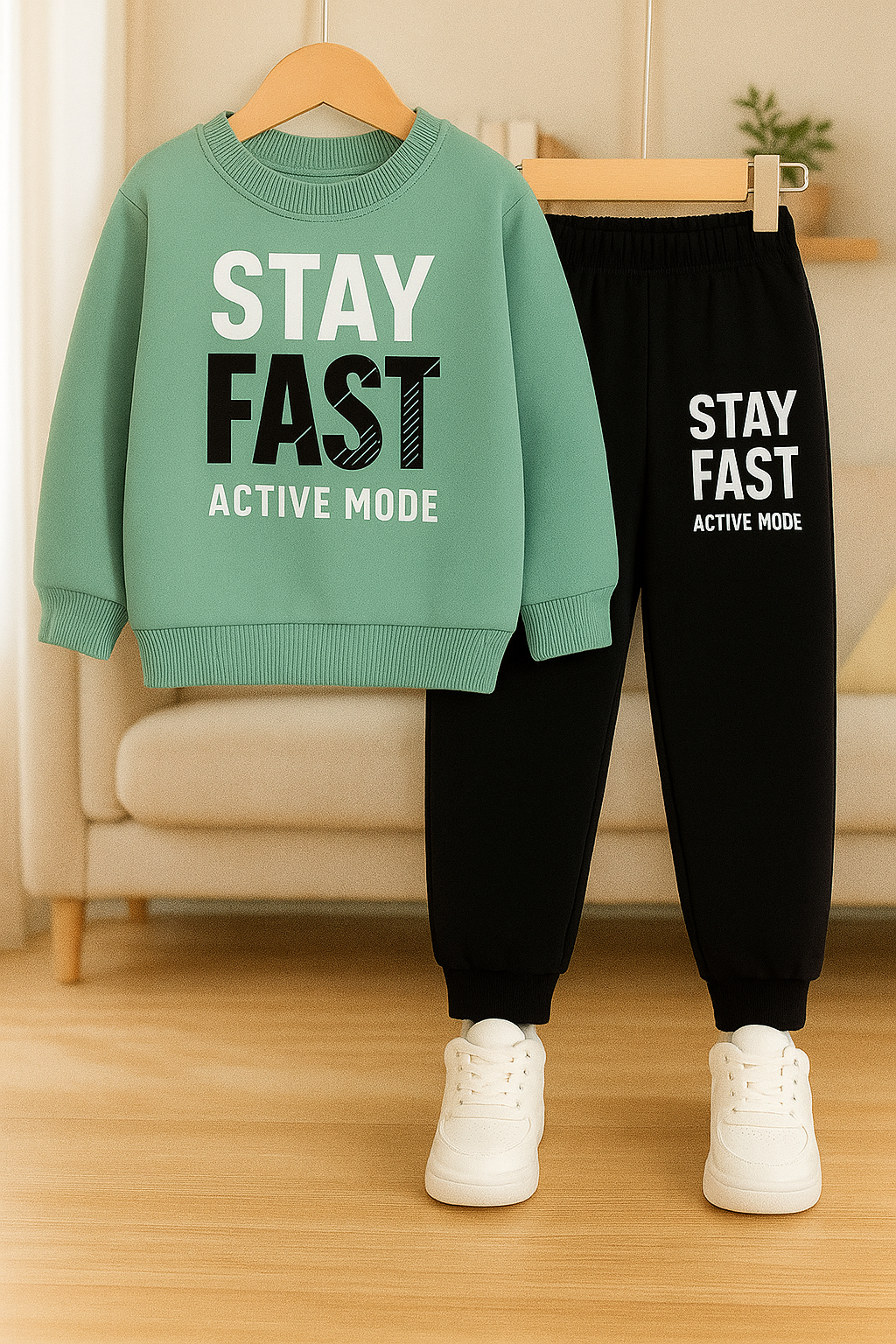 Happy Boys Stay Fast Printed Top And Bottom Set