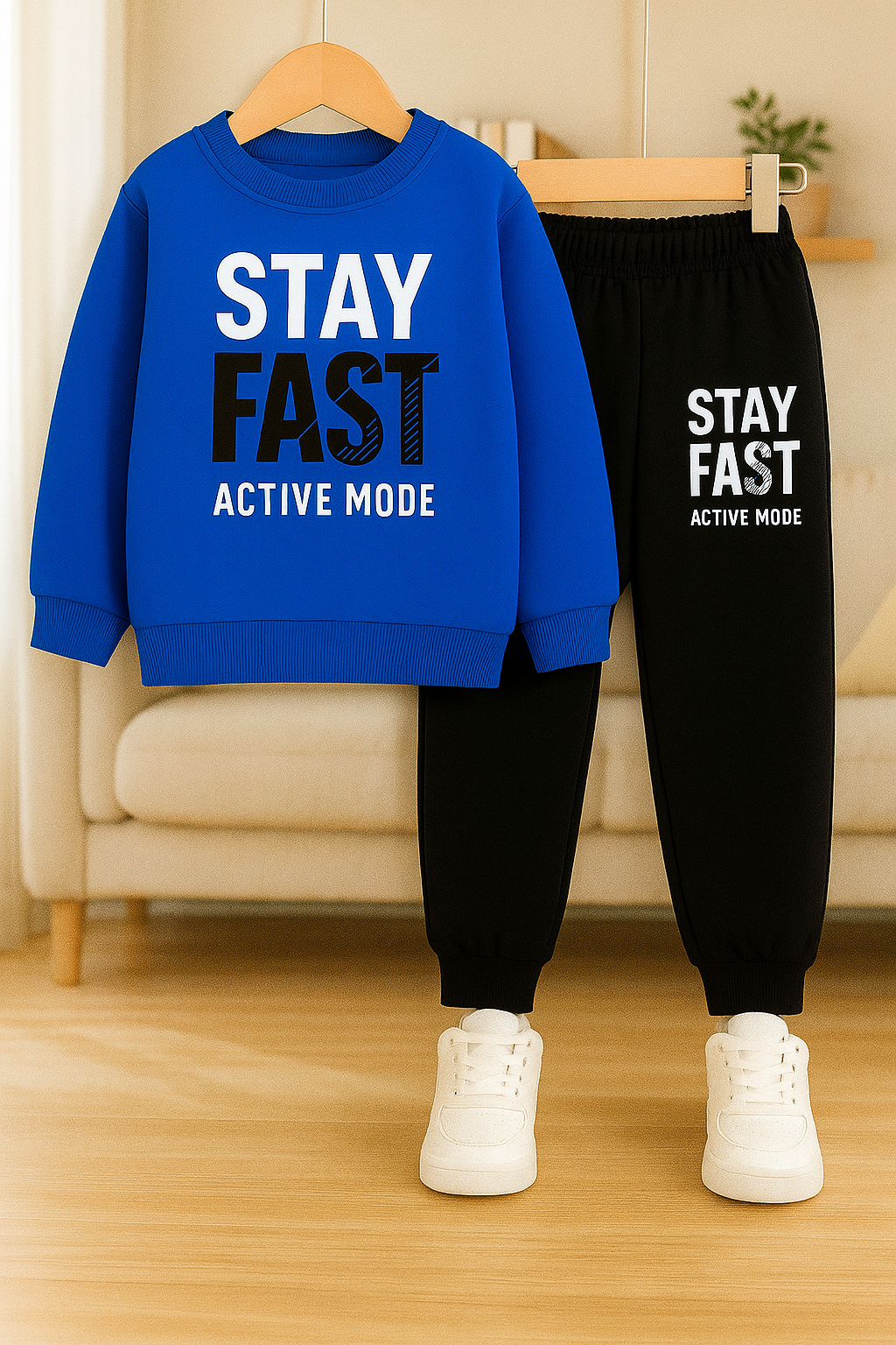 Happy Boys Stay Fast Printed Top And Bottom Set