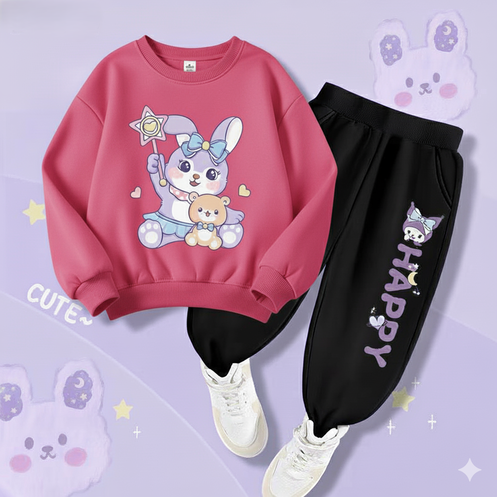 Happy Girls Printed Top And Bottom Set