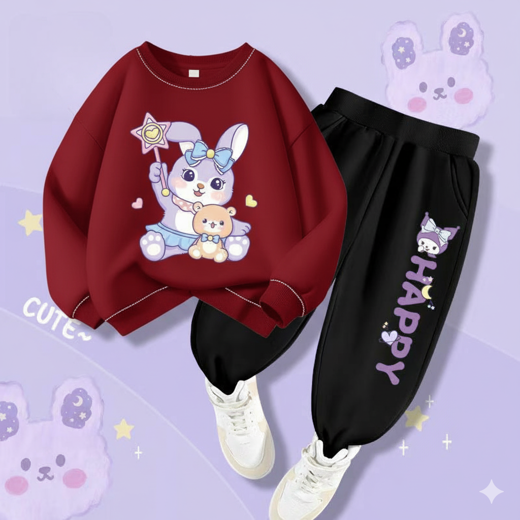 Happy Girls Printed Top And Bottom Set