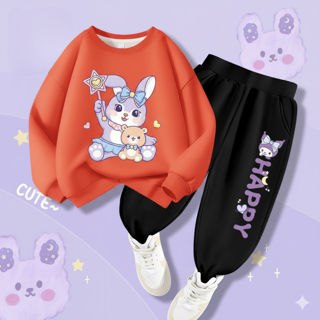 Happy Girls Printed Top And Bottom Set