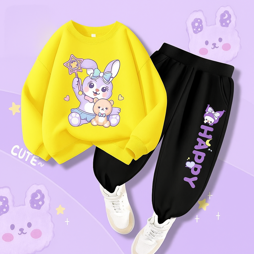 Happy Girls Printed Top And Bottom Set