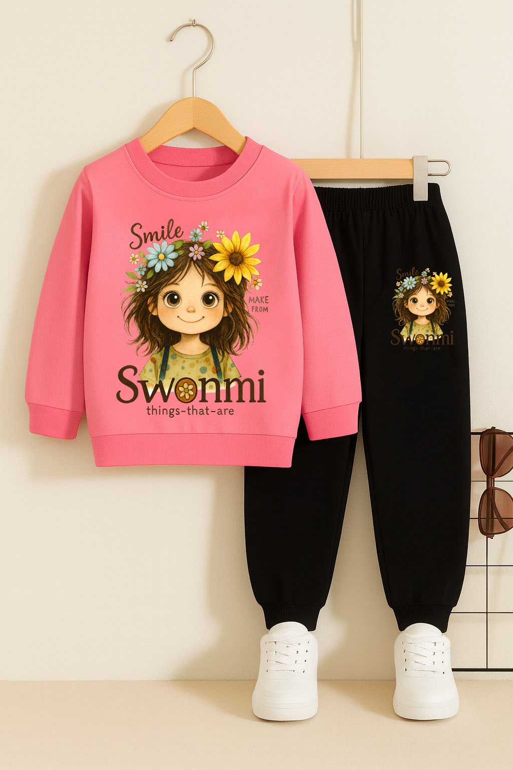 Swonmi Girls Printed Top And Bottom Set