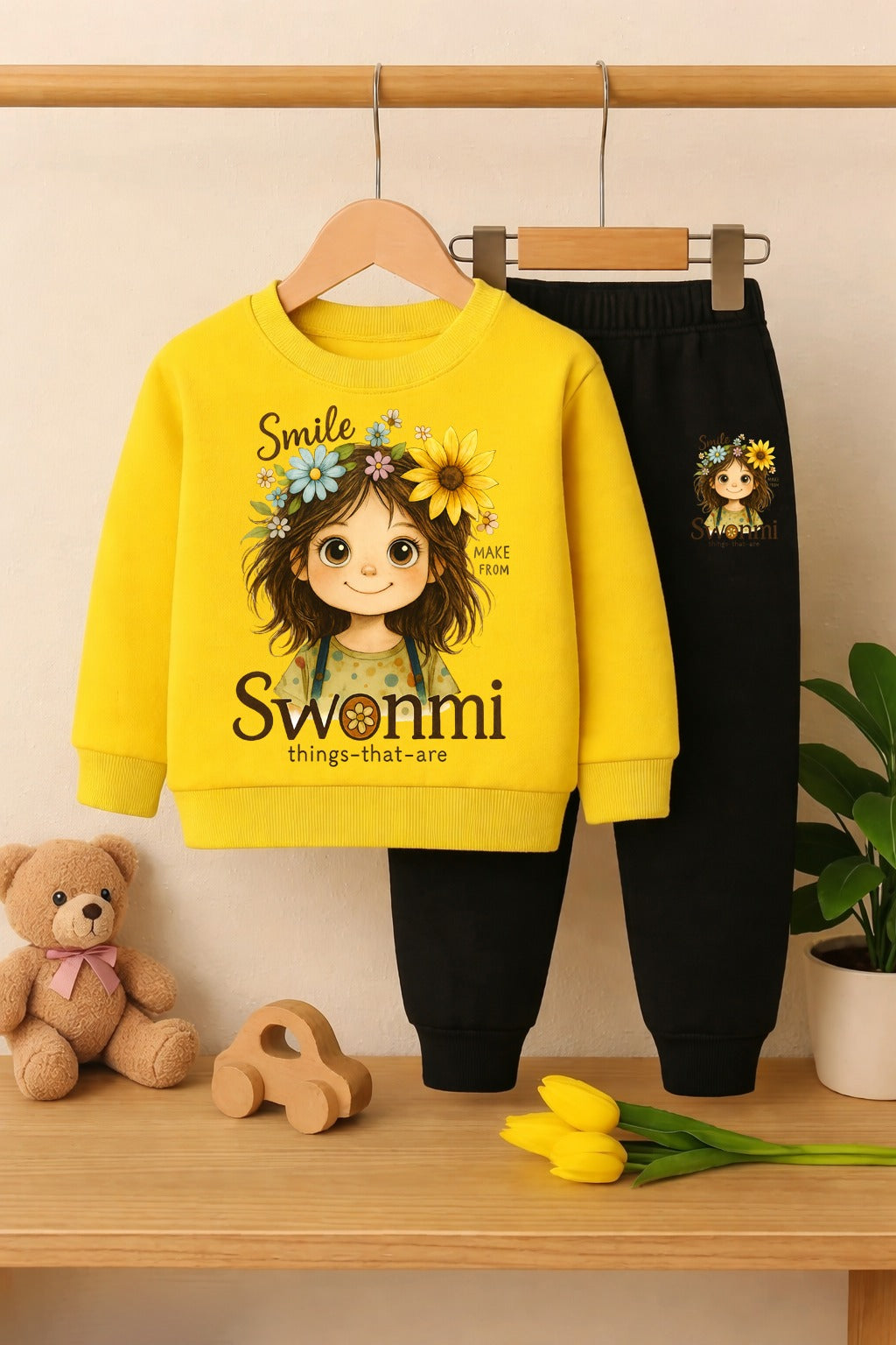 Swonmi Girls Printed Top And Bottom Set