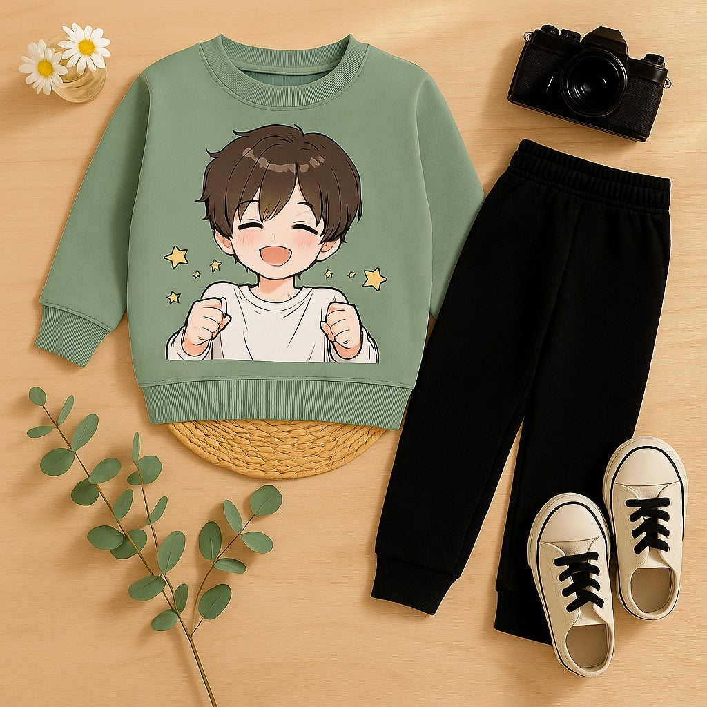 Smiling Boys Printed Top And Bottom Set