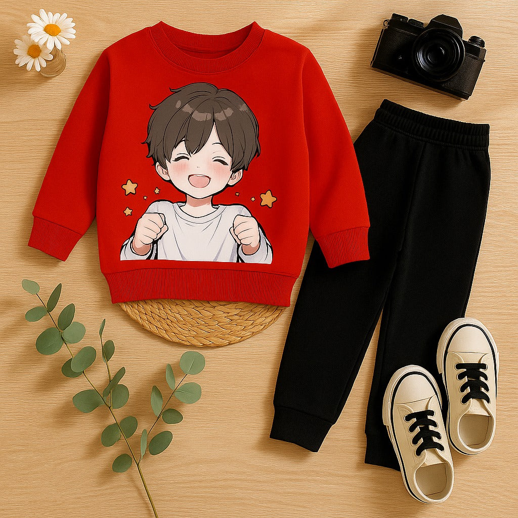 Smiling Boys Printed Top And Bottom Set