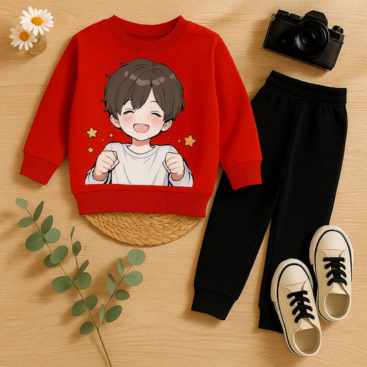 Smiling Boys Printed Top And Bottom Set